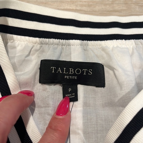 Talbots NWT Buffalo Checker print Tiered Midi Skirt black white PETITE XS - Picture 6 of 8